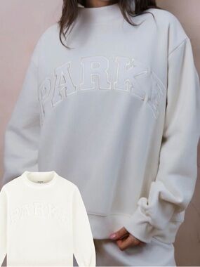 Parke Bridal Pearl White Crewneck Sweatshirt with Raised Logo